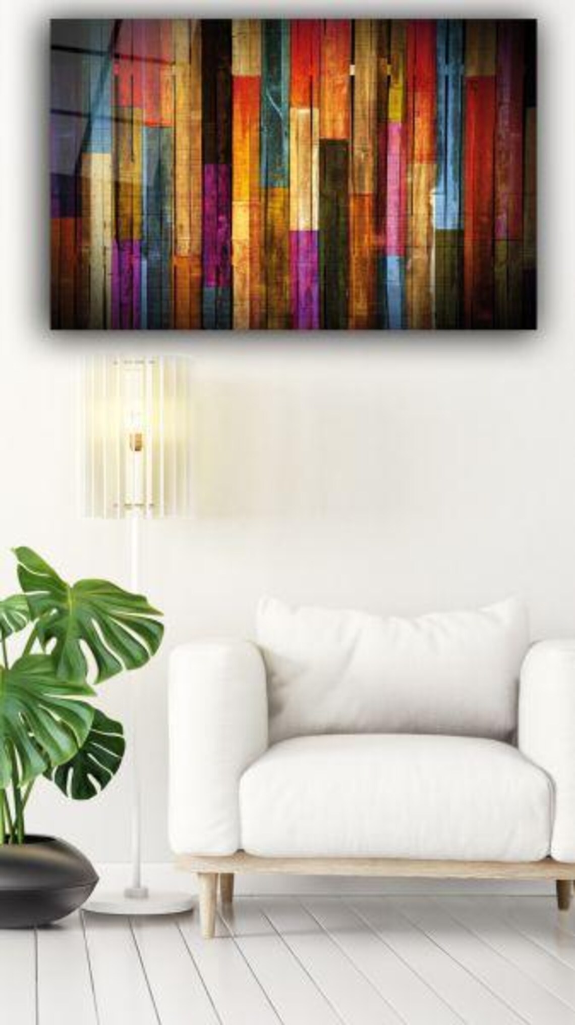 Abstract Color Symphony Tempered Glass Wall Art Vibrant Vertical Stripes Modern Artistic Decor Rich Textured Home Accent - Image 3