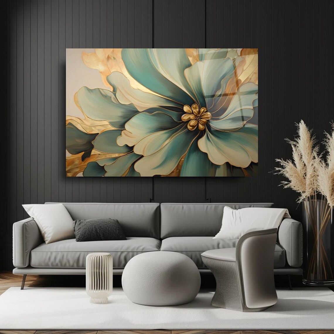 Elegant Floral Portrait Wall Art Tempered Glass Print Modern Nature Wall Decor Luxury Glass Wall Art For Home And Office