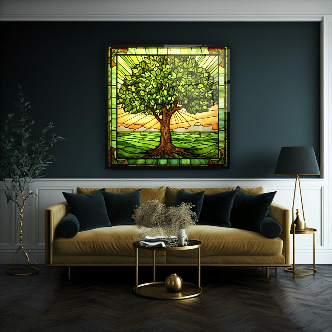 Elegant Tree Of Life Wall Art Tempered Glass Print Modern Nature Wall Decor Luxury Glass Wall Art For Home And Office