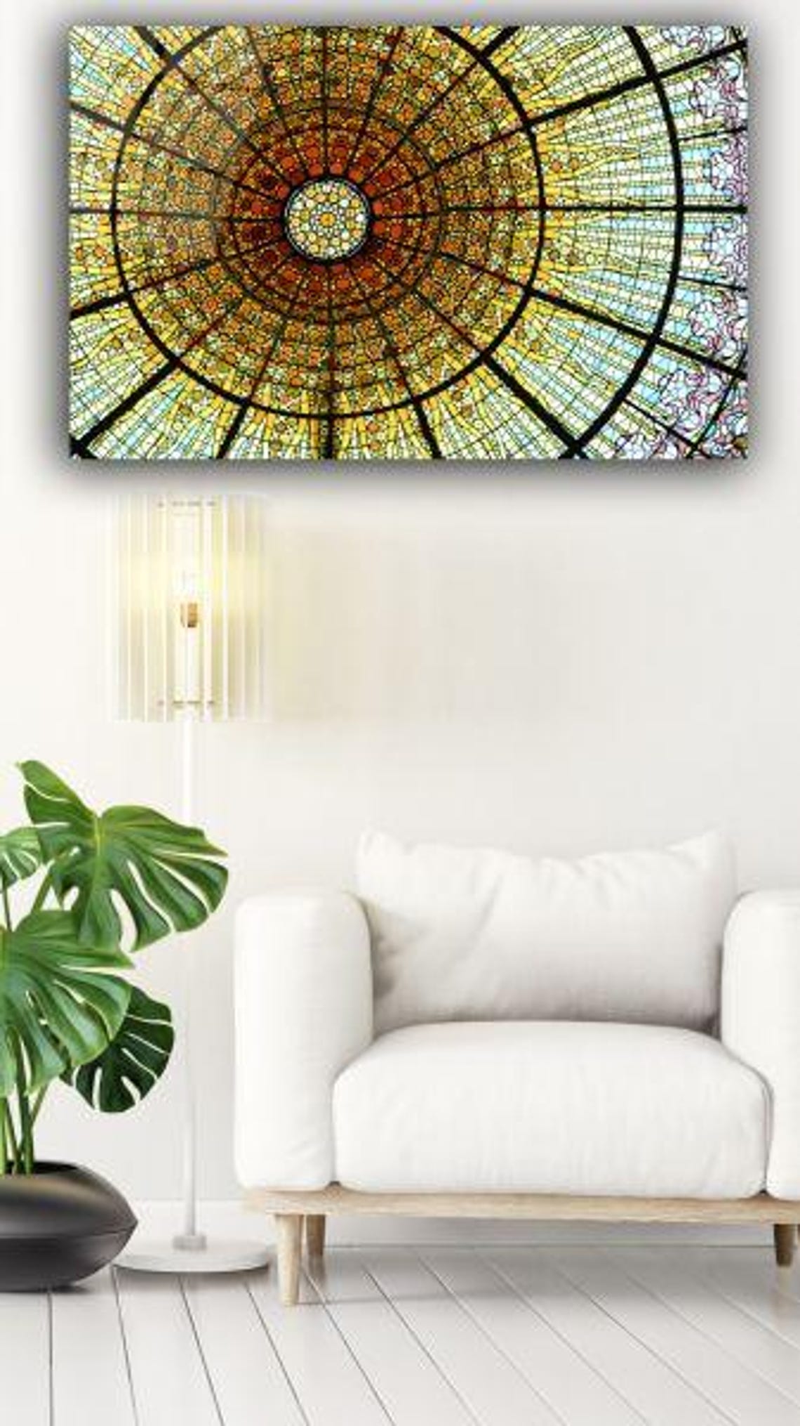 Stained Glass Cathedral Dome Golden Sunburst Mosaic Ceiling Poster - Image 3