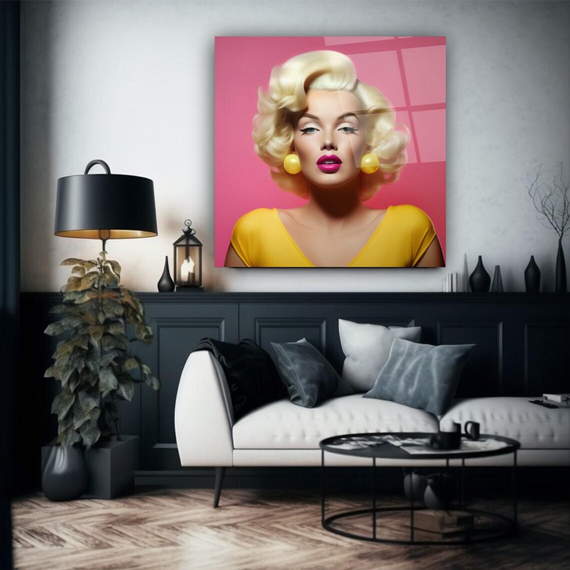Iconic Glamour Portrait Wall Art Tempered Glass Print Modern Pop Art Decor Luxury Glass Wall Art For Home And Office