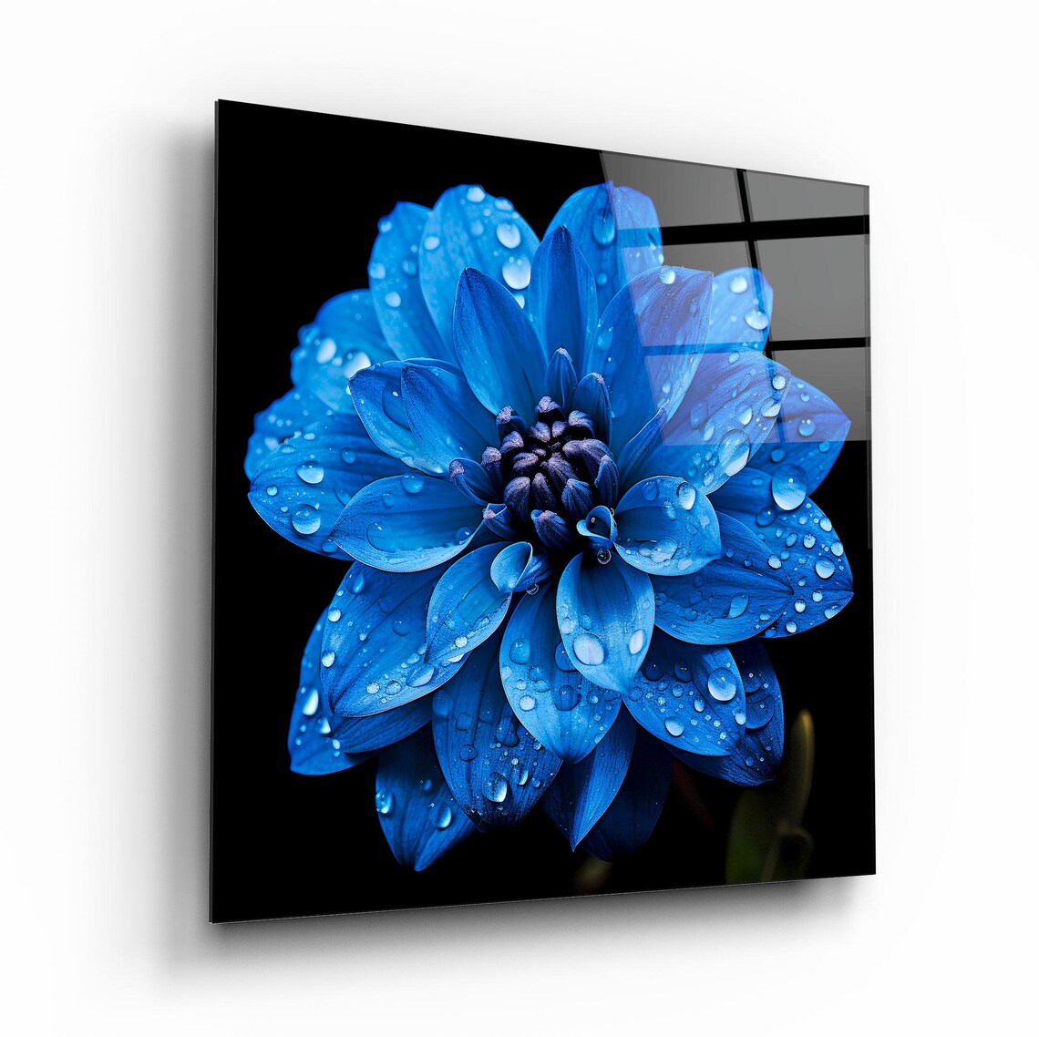 Elegant Blue Flower Wall Art Tempered Glass Print Modern Floral Wall Decor Luxury Glass Wall Art For Home And Office - Image 2