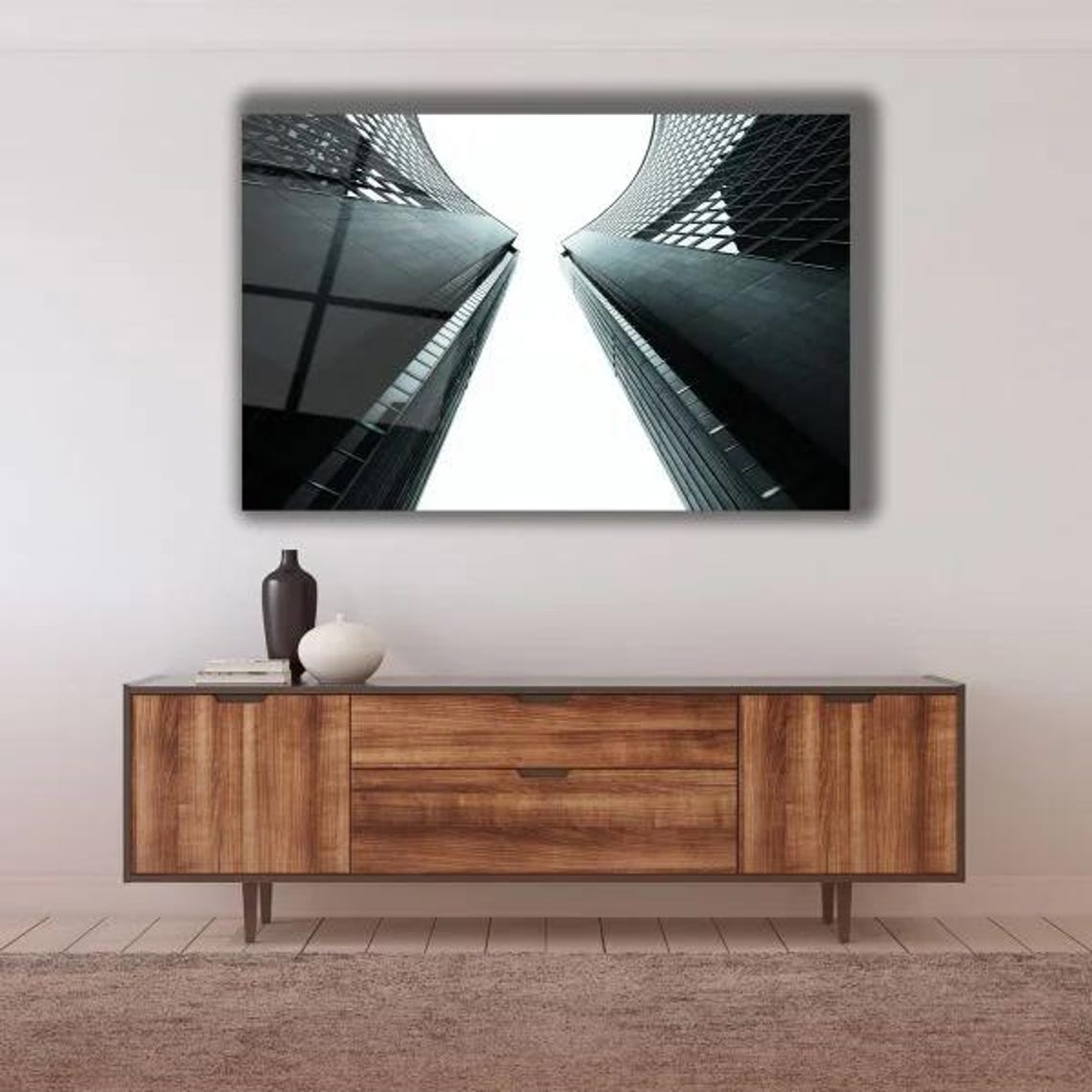 Skyscrapers From Below In Black And White Urban Cityscape Poster