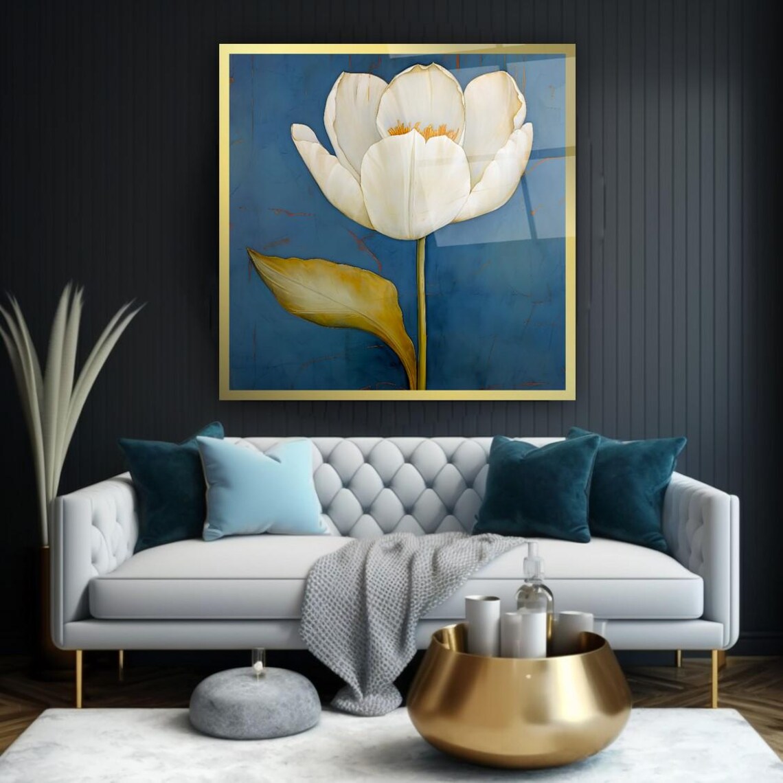 Elegant White Tulip Wall Art Tempered Glass Print Modern Floral Wall Decor Luxury Glass Wall Art For Home And Office - Image 3