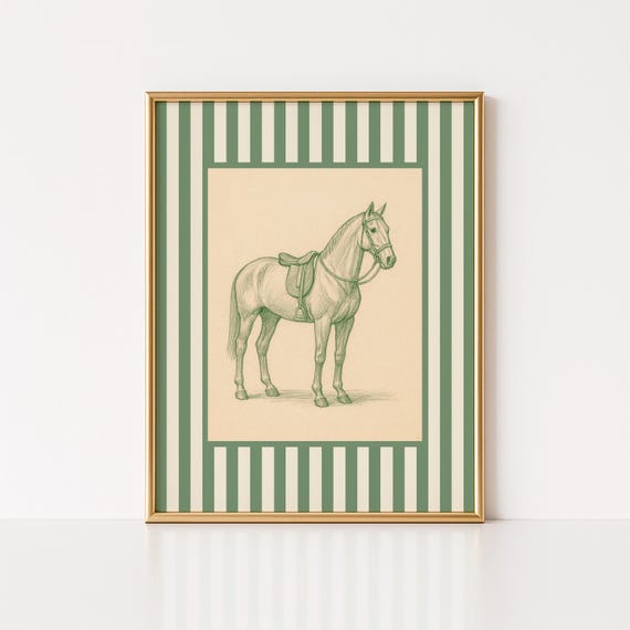 Equestrian Vintage Horse Sketch, Country Farmhouse Art Print