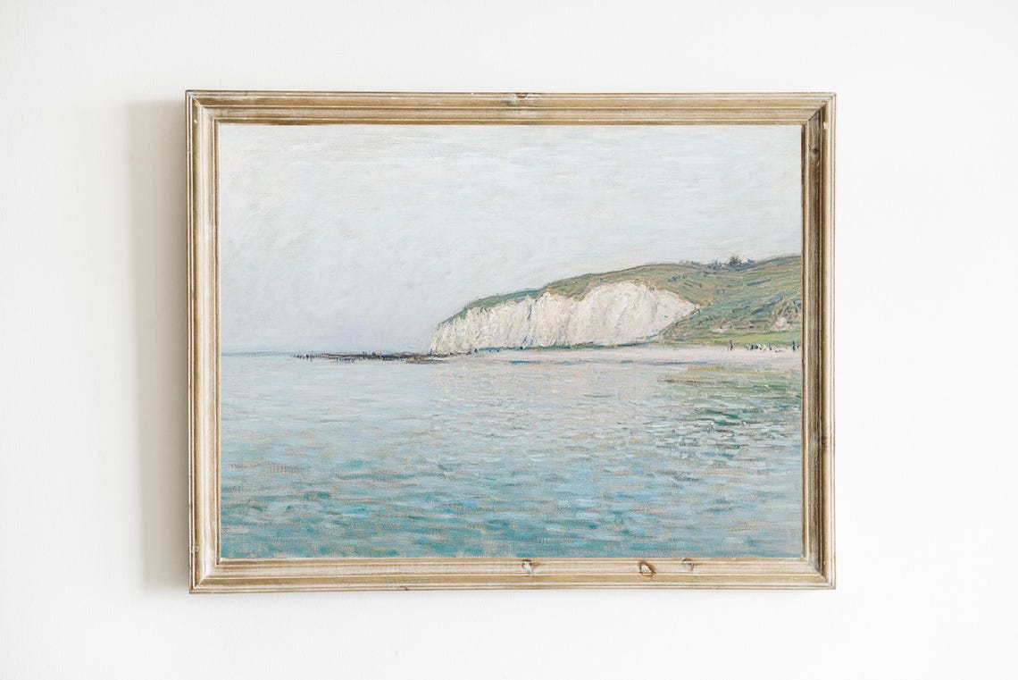 Monet Style White Cliffs Muted Ocean Seascape Landscape Print