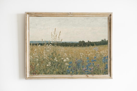 Vintage Summer Wildflowers Art Print Nursery Wall Decor Nature Poster Neutral E416