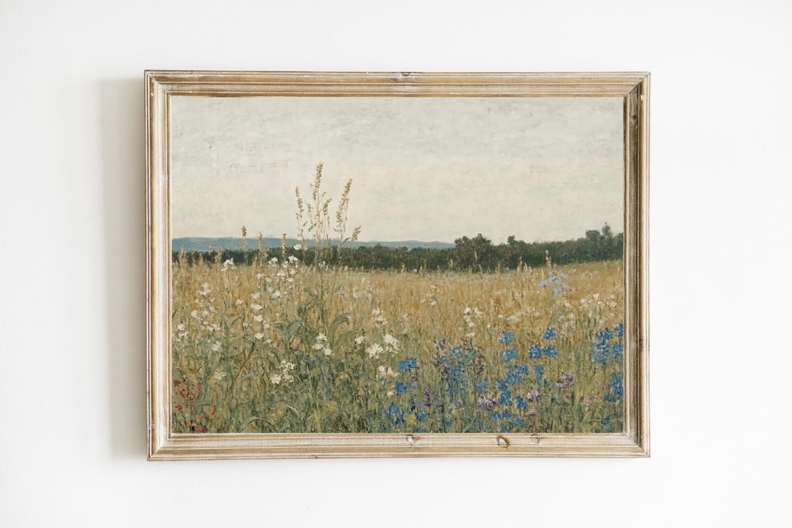 Summer Wildflower Meadow Impressionist Botanical Floral Art Print