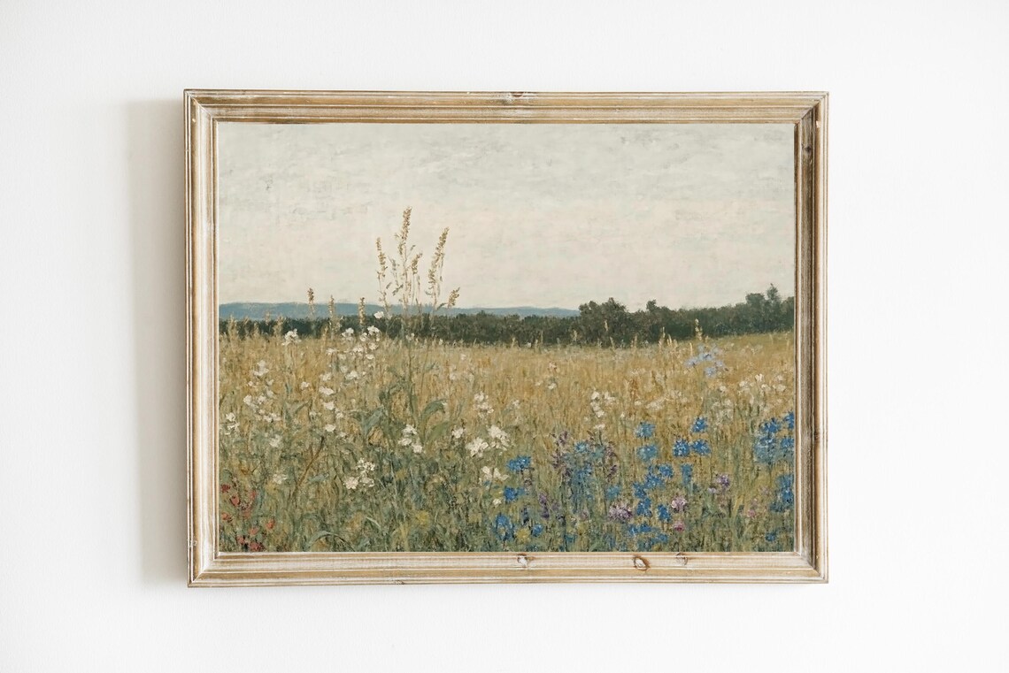 Vintage Summer Wildflowers Art Print Nursery Wall Decor Nature Poster Neutral E416