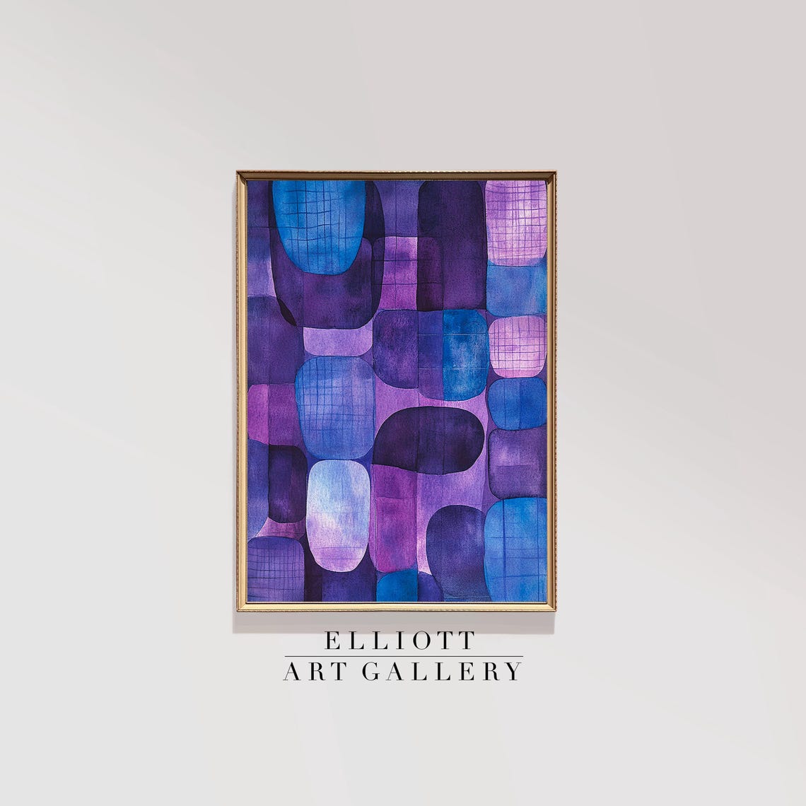 Lilac Purple Grid Abstract Watercolor Blocks Modern Gallery Print