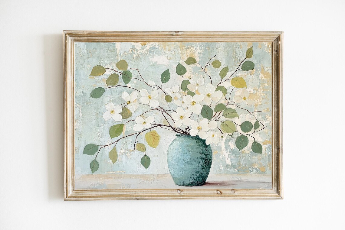 Dogwood Botanical Still Life, Minimalist Farmhouse Art