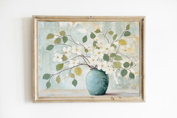Dogwood Botanical Still Life, Minimalist Farmhouse Art