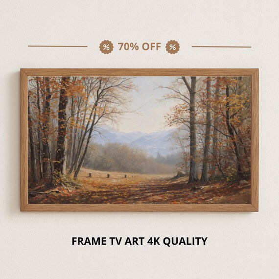 Samsung Frame Tv Art 4k Autumn Forest Path Fall Oil Painting Landscape Nature Wall Decor 3840x2160