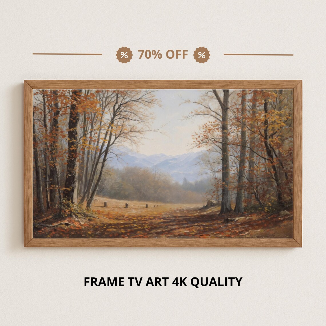Samsung Frame Tv Art 4k Autumn Forest Path Fall Oil Painting Landscape Nature Wall Decor 3840x2160