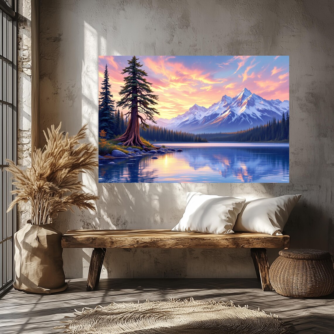 Mountain Peak Reflection Landscape Art Print