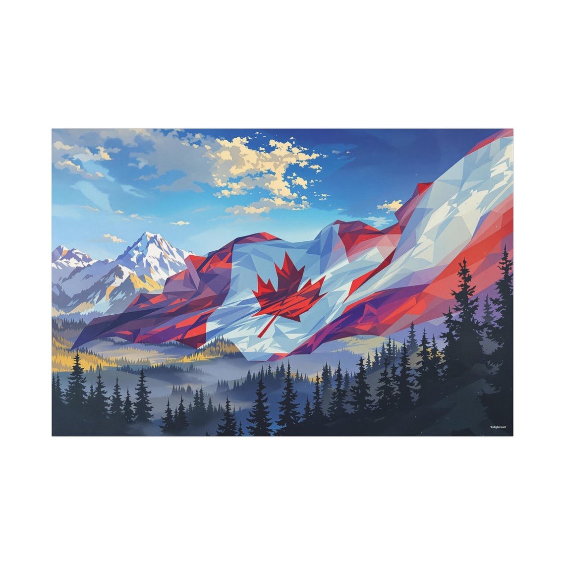 Canada Flag Geometric Rockies Maple Leaf Mountain Travel Poster - Image 2