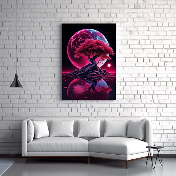 Pink Zenergy Tree Art Dreamy Wall Decor Perfect For Home Bedroom Gift Idea For Nature Lovers Unique Art Piece