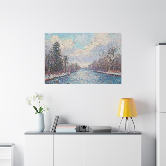 Frosty Forest Stream Wall Art Matte Nature Decor Home Ideal For Housewarming Birthdays Or Holidays Scenic Art Print Home