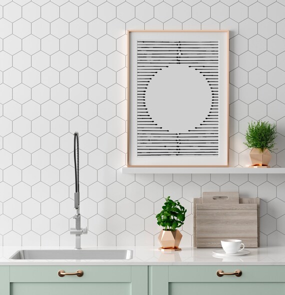 Mid Century Modern Geometric Wall Art Print Minimalist Black And White Art Print Boho Rustic Decor Geometric Print