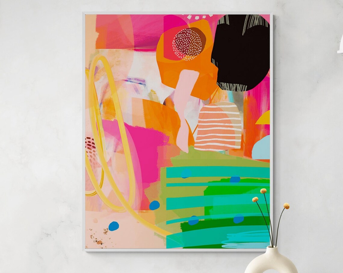 Abstract Green Orange Art Print, Modern Decor - Image 6
