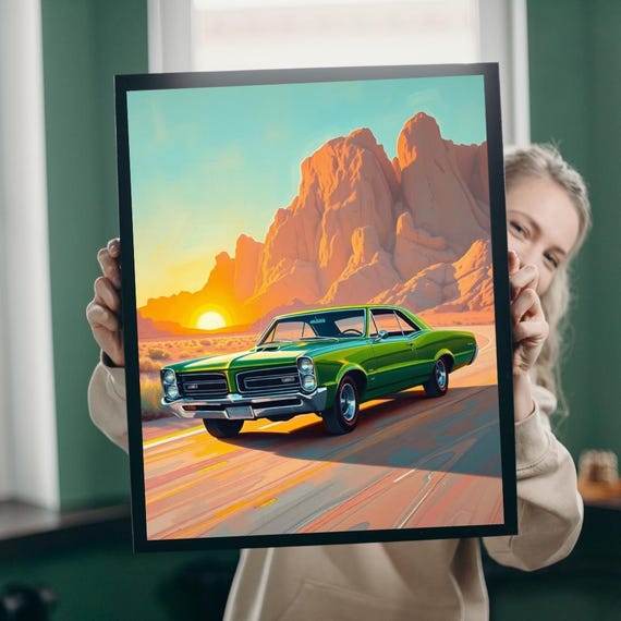 Vintage 1966 Gto Car Jigsaw Puzzle Retro Sunset Auto Game