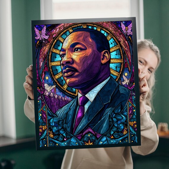 Dr Martin Luther King Jr Colorful Stained Glass Portrait Poster