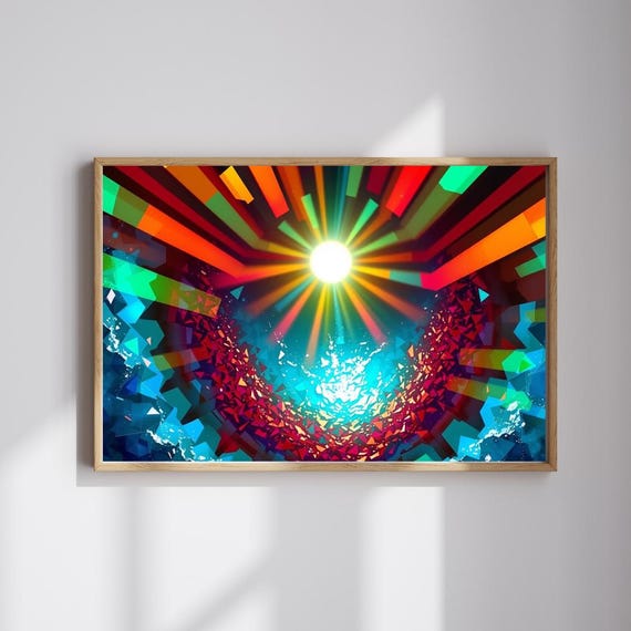 Abstract Rising Sun Jigsaw Puzzle Modern Art Brain Teaser