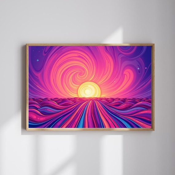 Abstract Sunrise Jigsaw Puzzle Swirling Sun Colorful Horizon