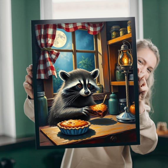 Raccoon Stealing Pie Puzzle Cozy Home Decor Family Fun