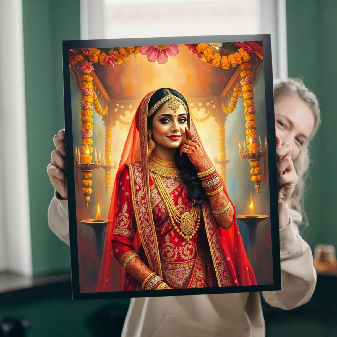 Bride Jigsaw Puzzle, Red Lehenga Meditation