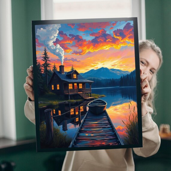 Cabin Sunset Jigsaw Puzzle Nature Relaxation Family Game Night