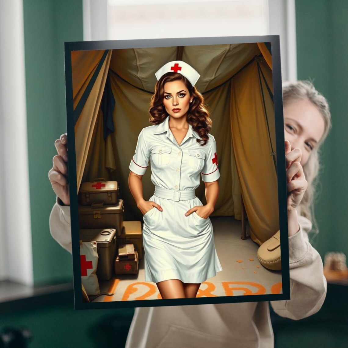 Classic Vintage Nurse Pin Up Medical Tent Retro Nursing Art Poster