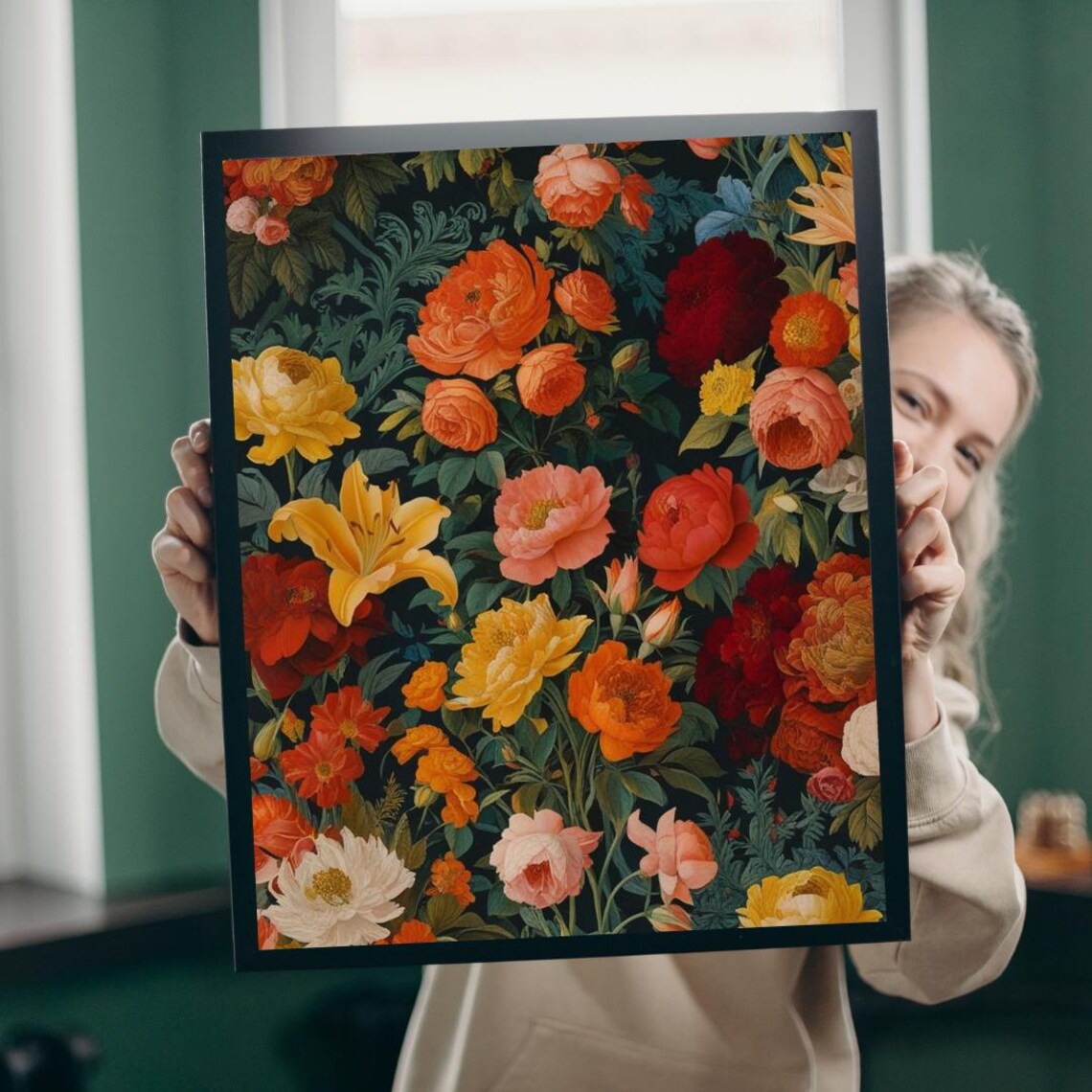 Vibrant Floral Puzzle Art, Flower Design