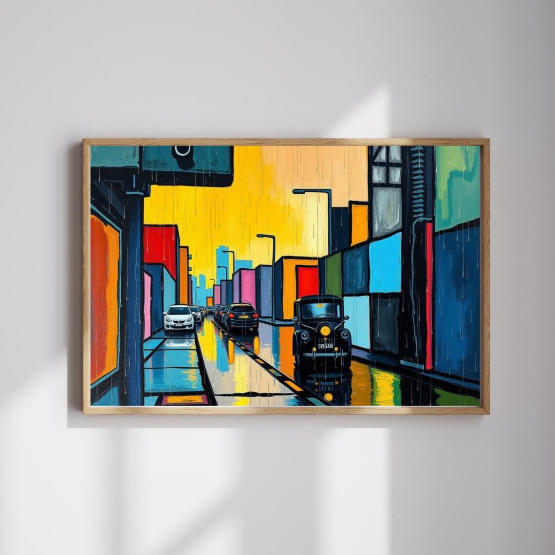 Colorful Cityscape Puzzle, Abstract Poster Print