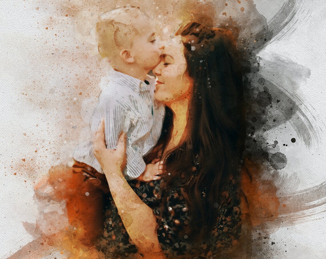 Personalized Watercolor Portrait Art Print for Mom - Image 2