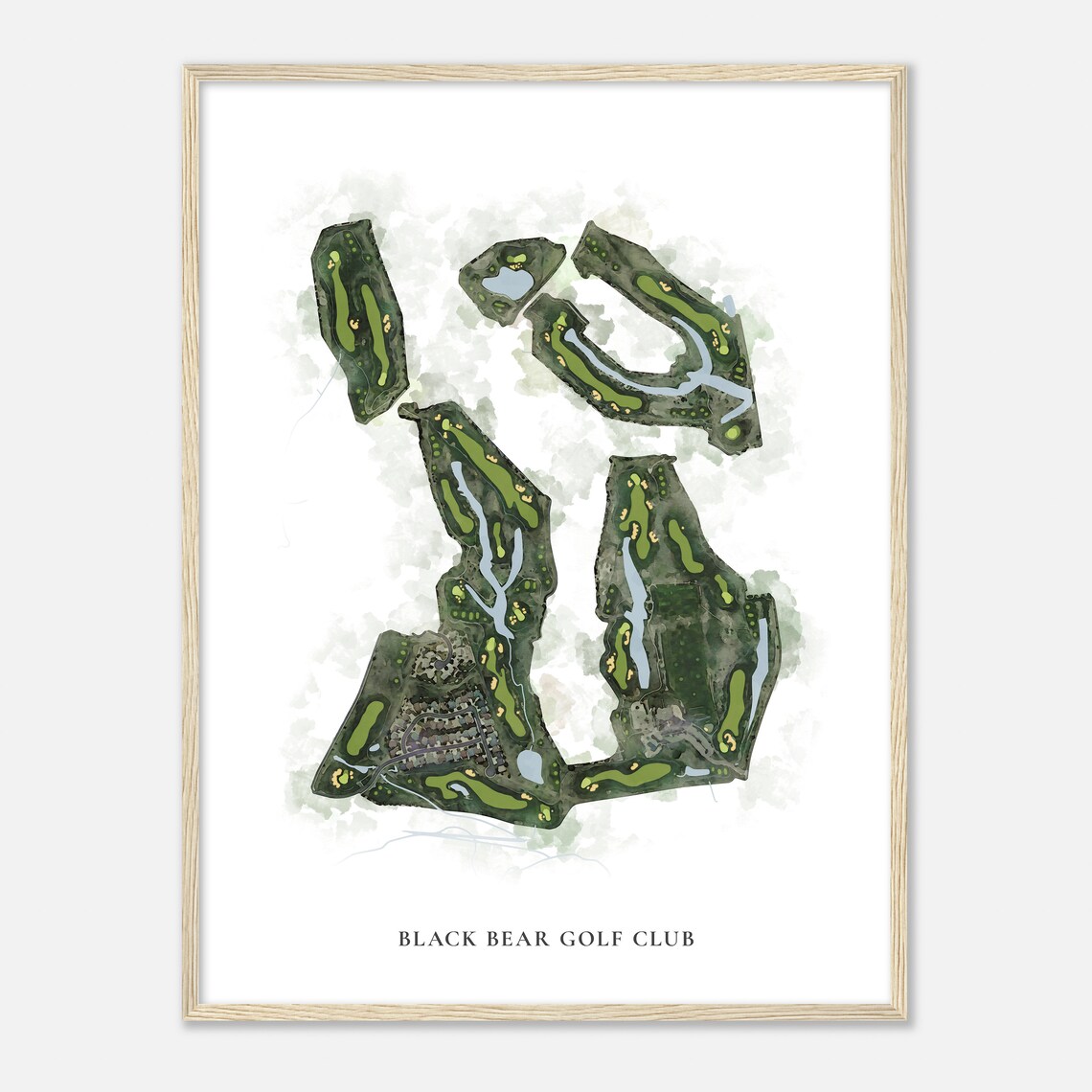 Lovely Black Bear Golf Club Classic Watercolor Map Poster Art - Image 2