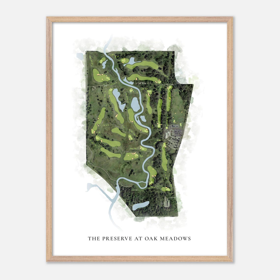 The Preserve at Oak Meadows Classic Watercolor Course Map Poster - Image 6