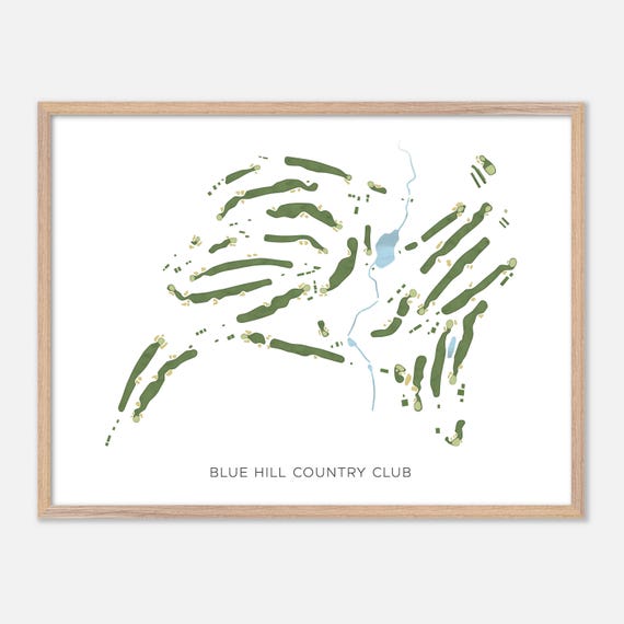 Blue Hill Country Club In Canton Massachusetts Modern Watercolor Map Golfer Gift Golf Wall Art Golf Poster Print Course Layout