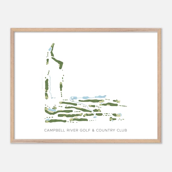 Campbell River Golf & Country Club Modern Minimalist Watercolor Golf Map Poster