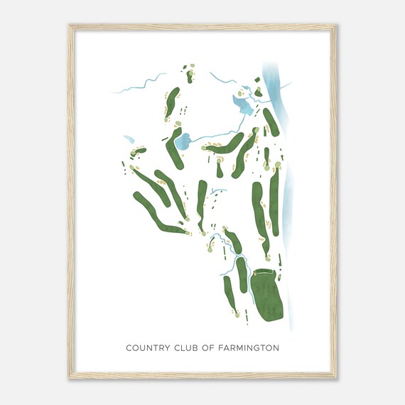 Country Club Of Farmington Connecticut Modern Watercolor Map Golfer Gift Golf Wall Art Golf Poster Print Course Layout