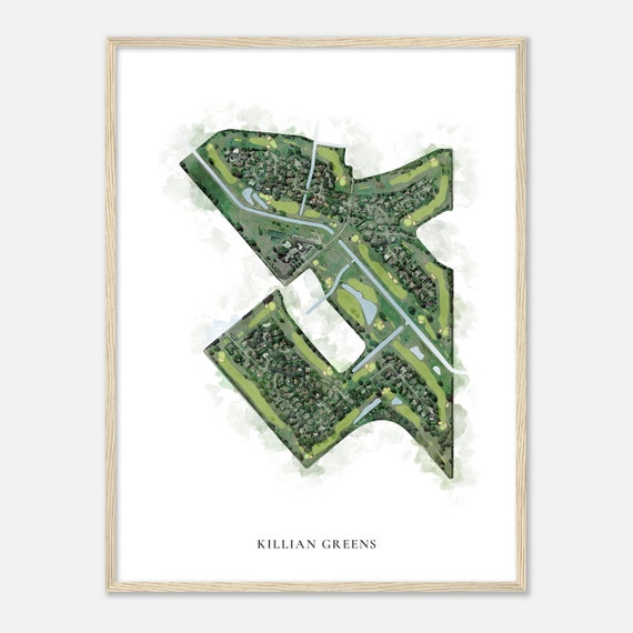 Killian Greens Florida Classic Watercolor Map Golfer Gift Golf Wall Art Golf Poster Print Course Layout