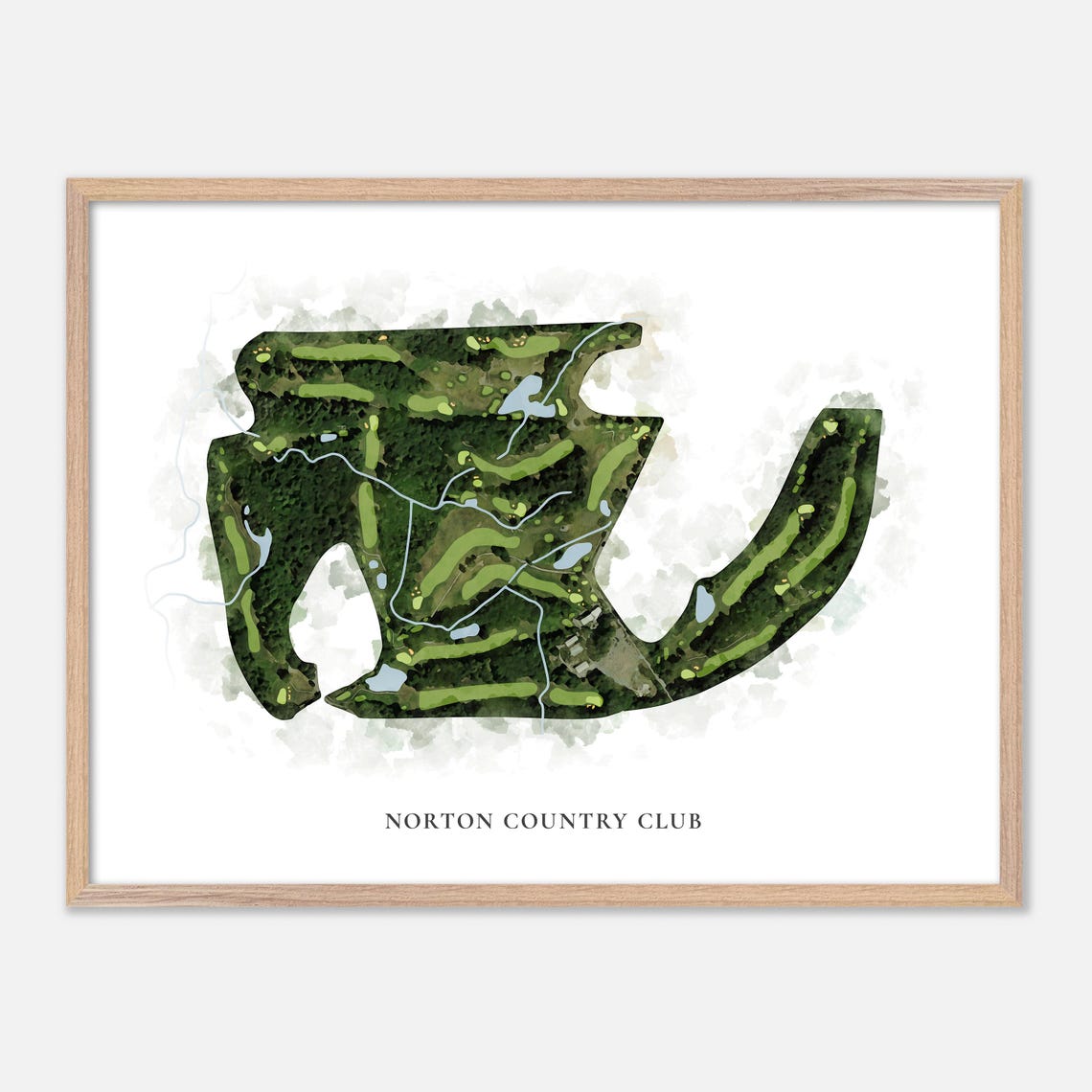 Norton Country Club In Norton Massachusetts Classic Watercolor Map Golfer Gift Golf Wall Art Golf Poster Print Course Layout