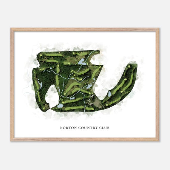 Norton Country Club In Norton Massachusetts Classic Watercolor Map Golfer Gift Golf Wall Art Golf Poster Print Course Layout