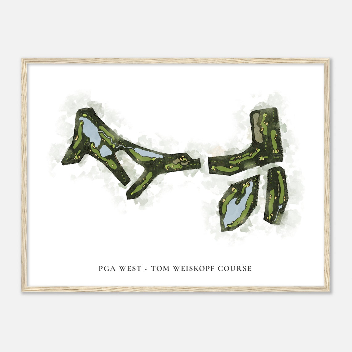 PGA West Tom Weiskopf Course Classic Watercolor Layout Map Poster
