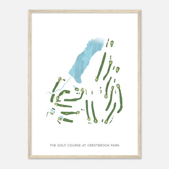 The Golf Course At Crestbrook Park Connecticut Modern Watercolor Map Golfer Gift Golf Wall Art Golf Poster Print Course Layout