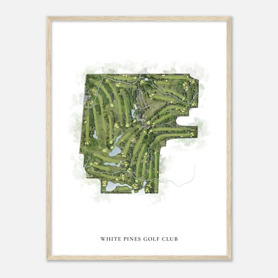 White Pines Golf Club Illinois Classic Watercolor Map Golfer Gift Golf Wall Art Golf Poster Print Course Layout
