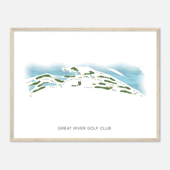 Great River Golf Club Connecticut Modern Watercolor Map Golfer Gift Golf Wall Art Golf Poster Print Course Layout