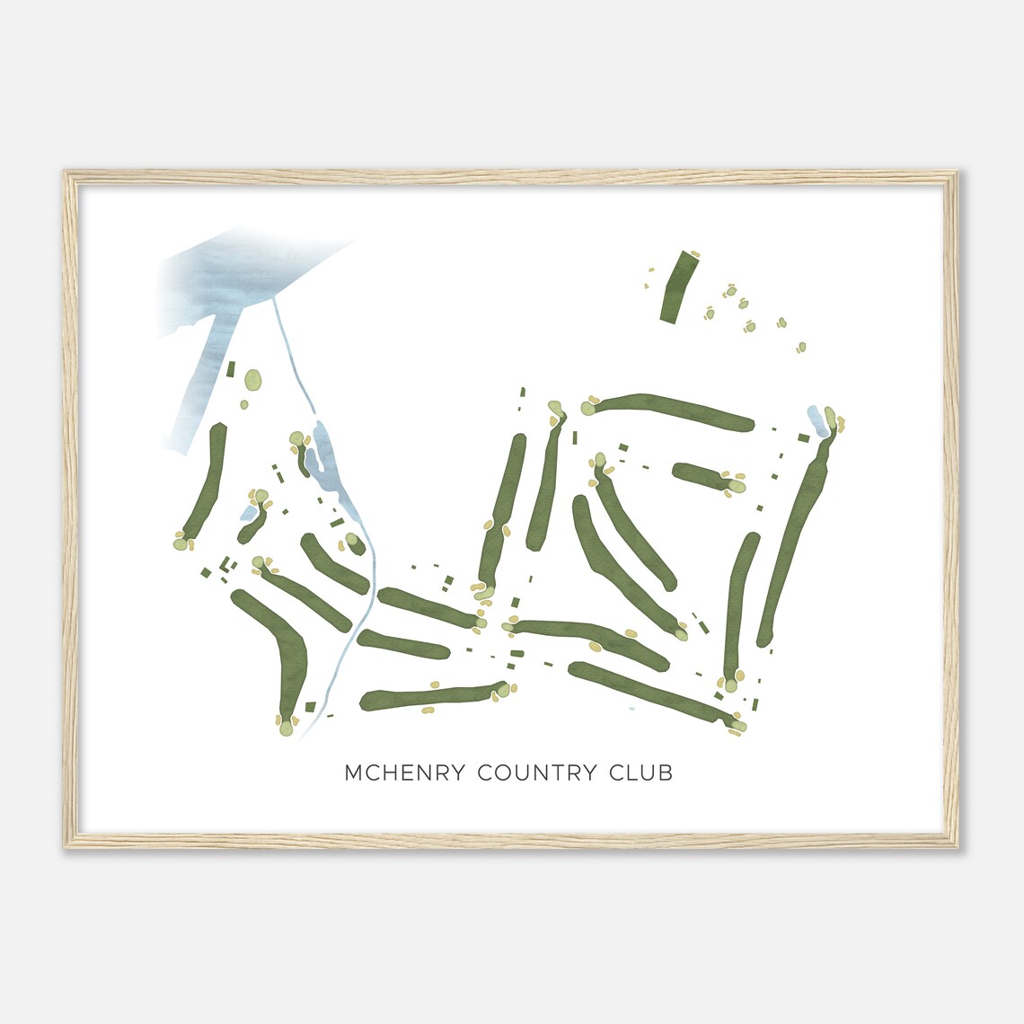 McHenry Country Club Illinois Modern Watercolor Course Map Poster - Image 2