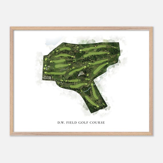 Dw Field Golf Course In Brockton Massachusetts Classic Watercolor Map Golfer Gift Golf Wall Art Golf Poster Print Course Layout