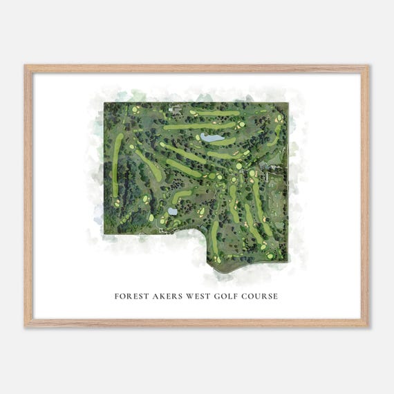 Forest Akers West Golf Course In East Lansing Michigan Classic Watercolor Map Golfer Gift Golf Wall Art Golf Poster Print